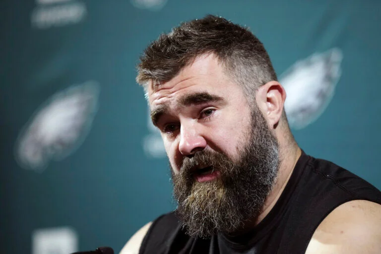 Kylie Kelce gifts husband Jason with stunning wood replica of Lincoln Financial Field nearly two months after Eagles legend retired... and reveals she thought jason could have retired about two years ago but he loves eagles