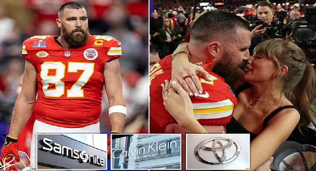 Travis Kelce is ‘flooded with sponsorship offers after Super Bowl win as Taylor Swift’s boyfriend weighs multimillion deals from Calvin Klein, Samsonite, Toyota and many others’