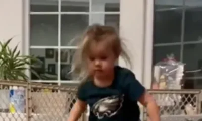 Watch adorable clip of Jason kelce daughter acting just like her as she sports on Eagles gear….her Passion for football is Intense and cr**y, Jason might have found a perfect Successor if he retires