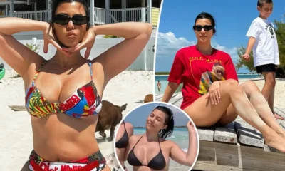 Kourtney, Kim and Khloe Kardashian flaunts her postpartum body in tiny bikini after slamming body shamer....Hypocrites