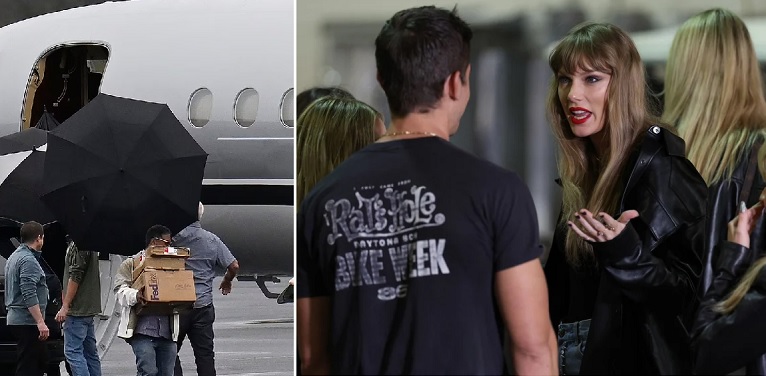 [Touchdown For Love]Look who is here....Taylor swift jets down cincinnati [queen city] to support her beau Travis Kelce for his New Heights live show