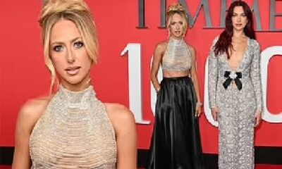 Brittany Mahomes dazzles in a rhinestone cropped top alongside glamourous Dua Lipa as they leads stars at Time 100 Gala in NYC... after Taylor Swift's new BFF is labeled 'fake and disloyal'