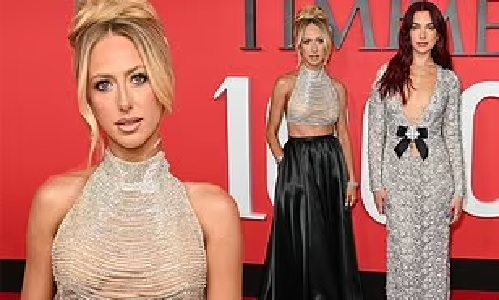 Brittany Mahomes dazzles in a rhinestone cropped top alongside glamourous Dua Lipa as they leads stars at Time 100 Gala in NYC... after Taylor Swift's new BFF is labeled 'fake and disloyal'