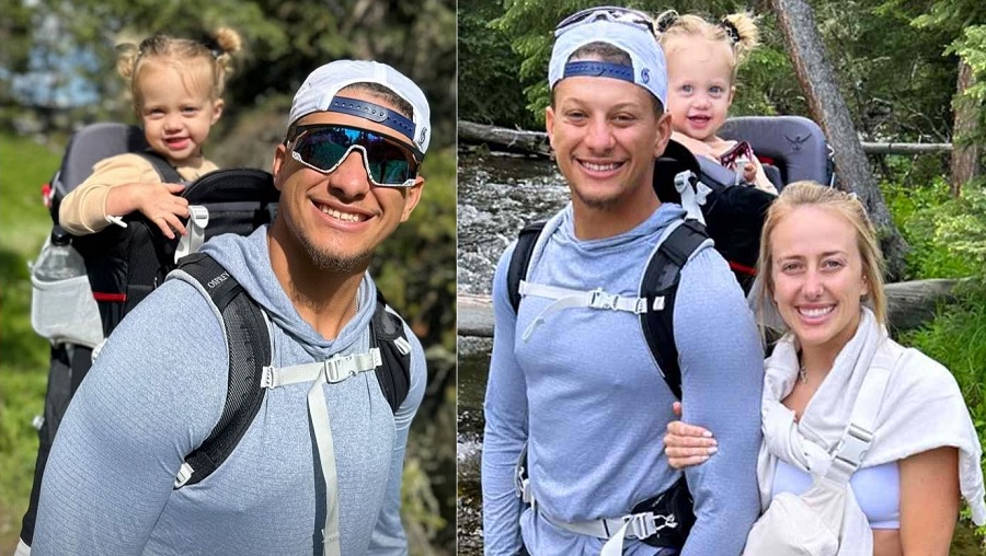 Patrick Mahomes Wears Daughter Sterling in Hiking Backpack as Family Prepares for Trip: ‘We’re Ready’