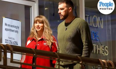 Taylor Swift and Travis Kelce are living it up in Los Angeles! ❤️ The couple were spotted holding hands during a date night at Sushi Park, as seen in photographs obtained by PEOPLE Tay is GLOWING idk how to say this well but she looks 10 years younger than she is...what the fuck is travis kelce the fountain of youth or smth?