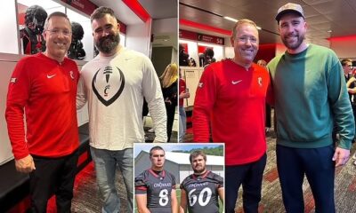 Travis and Jason Kelce meet with current Cincinnati Bearcats football team ahead of 'New Heights Live' extravaganza