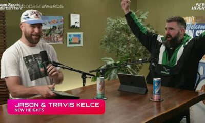 Jason and Travis Kelce showed their appreciation for Taylor Swift’s fans after their “New Heights” podcast won Podcast of the Year at the 2024 iHeartPodcast Awards.