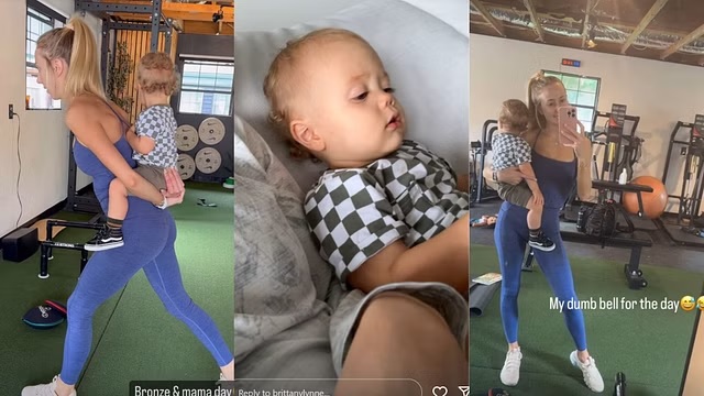 Brittany Mahomes Does Workout With 1-Year-Old Son Bronze: 'My Dumbbell for the Day'