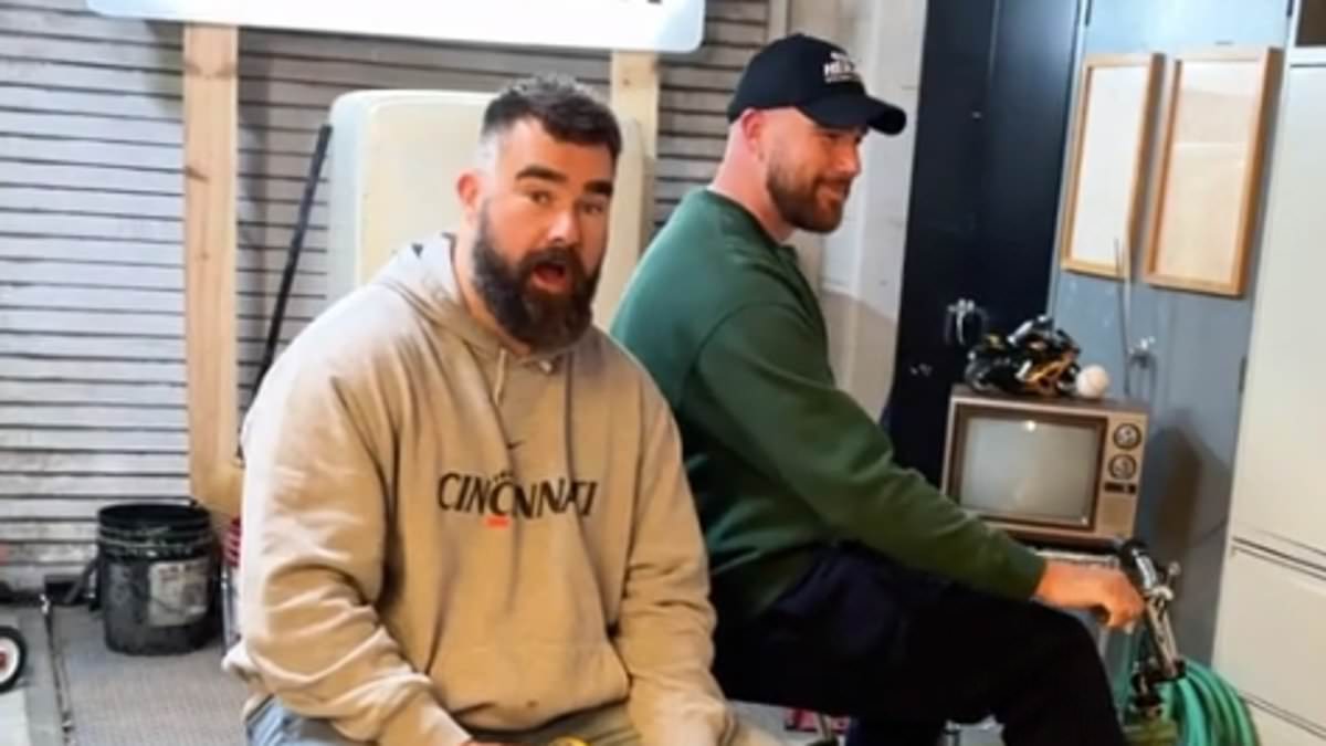 Jason and Travis Kelce behind the scenes! NFL brothers give fans a look at Garage Beer photoshoot