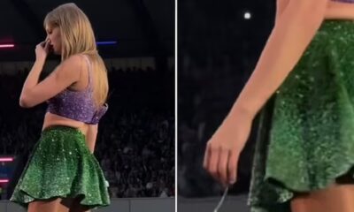 Fans spot Taylor Swift wiping her runny nose with her fingers and cleaning her fingers on her sparkly skirt during Edinburgh show