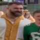 Heartwarming moment Jason Kelce made an Eagles fan's day at one of Taylor Swift's London concerts as he surprised a young supporter wearing his jersey, fan looked absolutely starstruck
