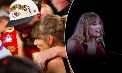 Taylor Swift's cheeks flushed pink as she flashed a radiant smile, giving a subtle nod to Travis Kelce while performing 'I’m getting married to the Boy on the Football Team' at the Lyon Eras Tour Stop. Fans erupted in laughter as she playfully quipped, "I am Head Over Heels