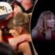 Taylor Swift's cheeks flushed pink as she flashed a radiant smile, giving a subtle nod to Travis Kelce while performing 'I’m getting married to the Boy on the Football Team' at the Lyon Eras Tour Stop. Fans erupted in laughter as she playfully quipped, "I am Head Over Heels