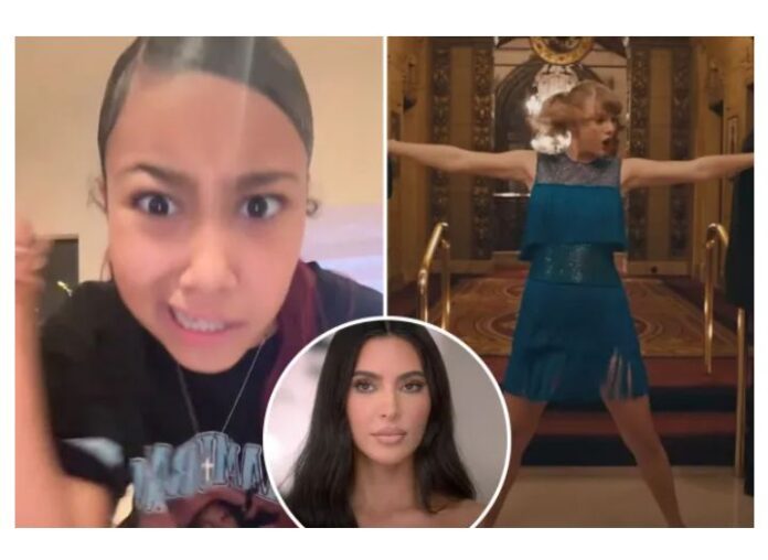 Bad parenting: North West continues to take a “messy” swipe at Taylor Swift by reposting a video that APPEARED to mock the singer on TikTok which leads to alot of criticism and backlashes to the kardashians