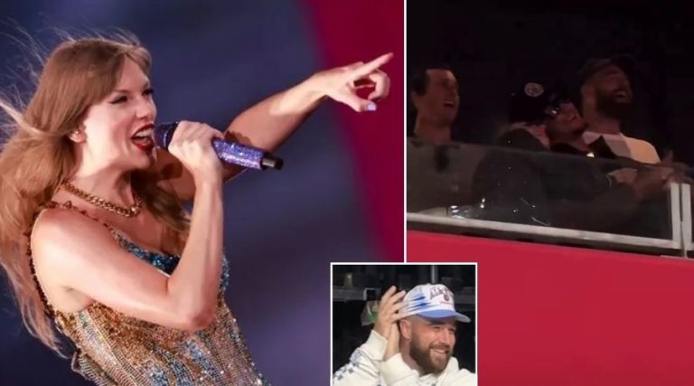 Watch the Viral Moment Taylor Swift Points to her boyfriend Travis Kelce from the Eras Tour Stage during the ‘So High School’ performance and says ‘That’s my man’ – The Chiefs Star could not hide his ‘SHYNESS’ and eagle-eyed SPOTTED him anxiously reacting by… “Brittany couldn’t hold her laughter”