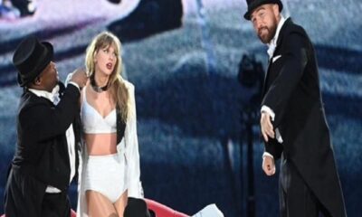 Once You See Travis Kelce Sweetly Walking Taylor Swift Off The Eras Tour Stage, it was like walking her down the aisle You’ll Understand Why Fans Can’t Get Enough Of This Viral Moment