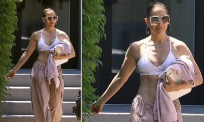 Jennifer Lopez reveals her washboard abs and ripped physique after hitting a gym in the Hamptons with friend Benny Medina - amid Ben Affleck marriage turmoil
