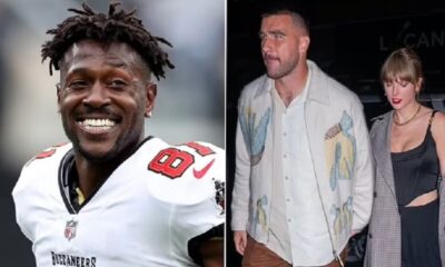 Travis Kelce and Taylor Swift are trolled by Antonio Brown as ex-NFL star leaves fans in stitches with hilarious photo of couple 'in 2040'