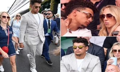 Patrick Mahomes and wife Brittany look miserable at Wimbledon as they watch No. 3 seed Carlos Alcaraz from coveted Centre Court spot