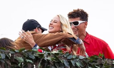 Ashton Kutcher puts on animated display as he meets Kansas City Chiefs star Patrick Mahomes and his wife Brittany at BST Hyde Park