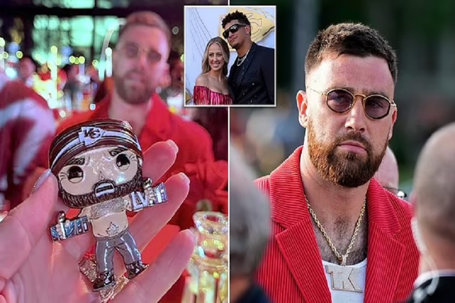 Brittany Mahomes mocks Travis Kelce with comparison to Jason Kelce's iconic boozy, shirtless celebration as she shares behind-the-scenes of Chiefs' Super Bowl ring ceremony