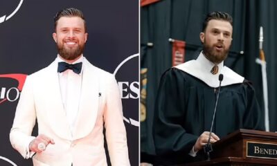 Harrison Butker makes solo appearance at the ESPYs - exactly two months on from his controversial 'homemaker' speech on women