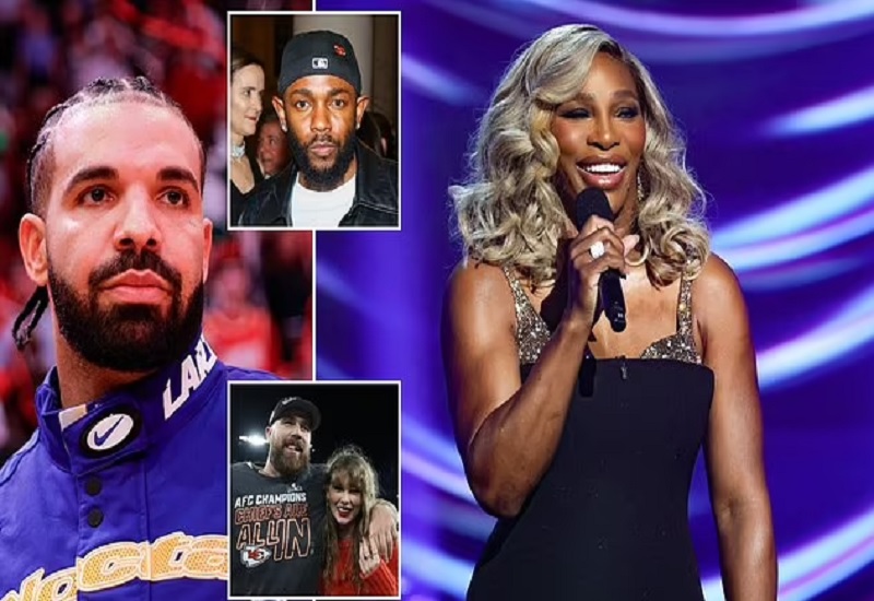 Serena Williams takes aim at Drake amid Kendrick Lamar beef in gag-filled monologue at the ESPYs... and 'Taylor Swift's boyfriend' and Caitlin Clark also get a shoutout