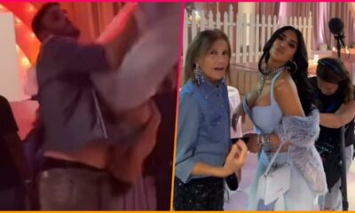 Kim Kardashian gone wild! Reality star gets flipped over backwards by Britney Spears' manager while drunk on dance floor at Khloe's 40th birthday bash
