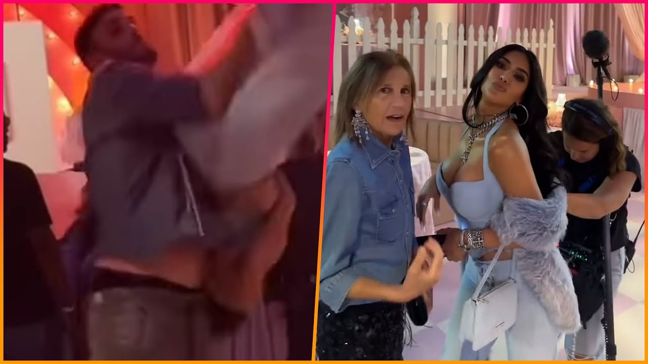 Kim Kardashian gone wild! Reality star gets flipped over backwards by Britney Spears' manager while drunk on dance floor at Khloe's 40th birthday bash