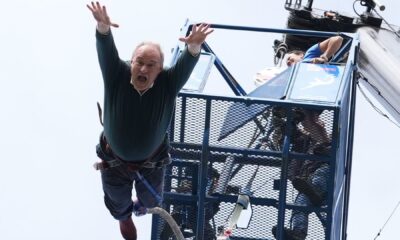 Ed Davey screams message to voters as he bungee jumps in election stunt
